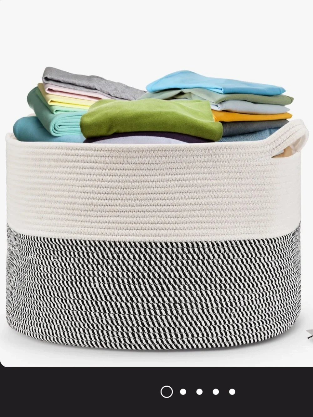 White Woven Cotton Rope Storage Basket - Home Accents
